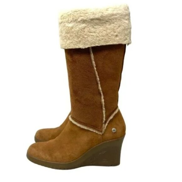 UGG Australia Sandra Knee High Chestnut Sheepskin Boots - Size 7 - Picture 2 of 14